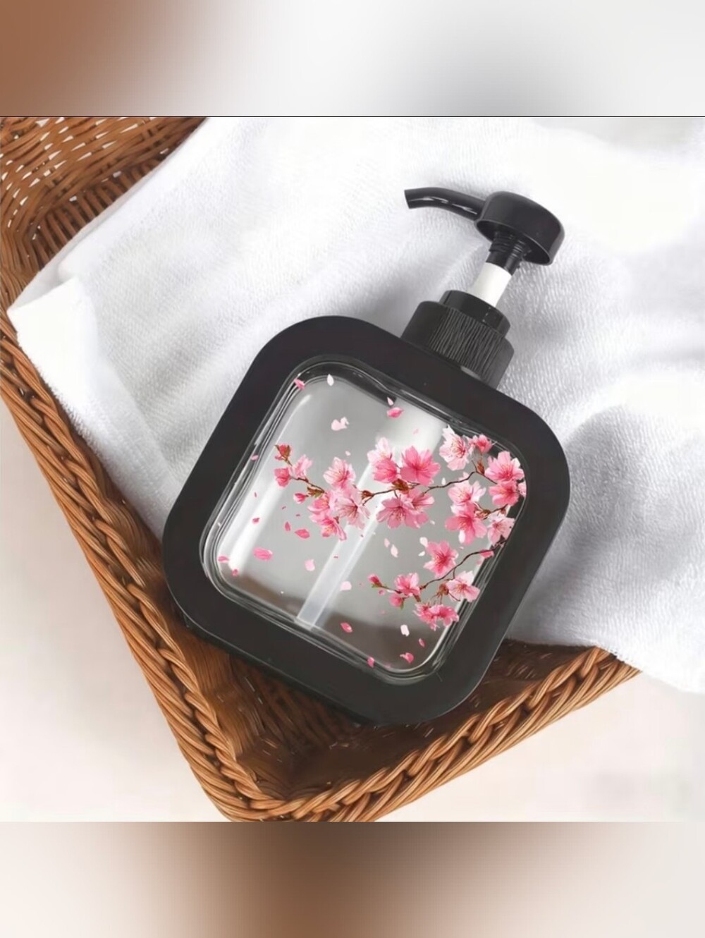 Cherry Blossom Liquid Soap Dispenser - Pink Floral Pump #0328